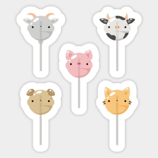 Farm animals lollipop set Sticker